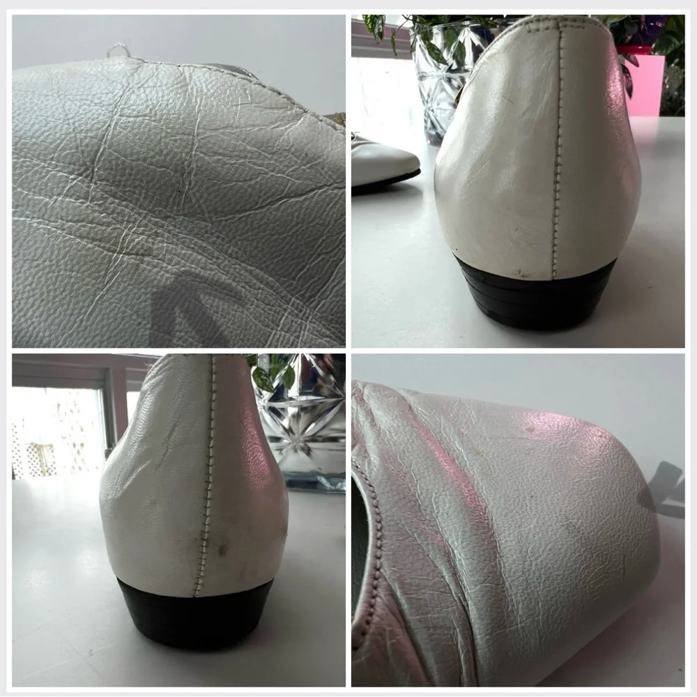 Margaret Jerrold 8.5 / Bone Leather D'Orsay Flats / Mixed Metallic Art Deco - Picture 12 of 16